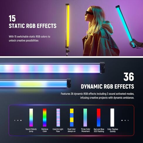 NEEWER Basics SL50 عصا إضاءة RGB مغناطيسية 21 بوصة مع CRI95 14W LED 51 وضعًا بطارية 4000 مللي أمبير في الساعة + حامل إضاءة مبطن بالهواء 9.8 قدم/3 متر مع حنفية قابلة للعكس من 1/4 بوصة إلى 3/8 بوصة، واجهة تركيب ثلاثية الاتجاهات in Kuwait
