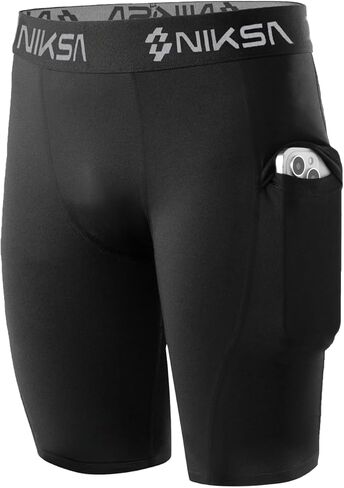 Niksa Boys' Compression Shorts, Youth Performance Base Layers Workout Underwear Sports Shorts with Side Pockets in Saudi Arabia