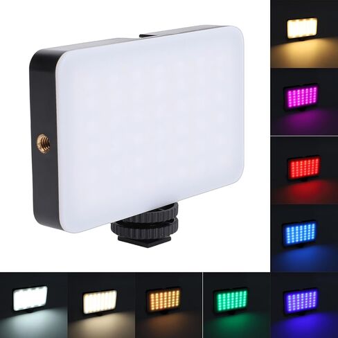 Banapoy RGB Video Light، 2700-6500K درجة حرارة اللون قابلة للتعديل CRI 85+ 700 Lux LED ضوء الكاميرا، تصوير RGB محمول مع بطارية قابلة للشحن 1800 مللي أمبير في الساعة من النوع C للشحن in Kuwait