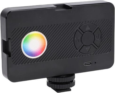 Banapoy RGB Video Light، 2700-6500K درجة حرارة اللون قابلة للتعديل CRI 85+ 700 Lux LED ضوء الكاميرا، تصوير RGB محمول مع بطارية قابلة للشحن 1800 مللي أمبير في الساعة من النوع C للشحن in Kuwait