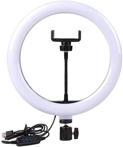 ضوء حلقة LED لتسجيل الفيديو والبث - ضوء حلقة هاتف احترافي مع حامل قابل للتعديل وحامل هاتف لسطح المكتب، ومعدات البودكاست، وتيك توك، ويوتيوب، وإضاءة مكتب المنزل in Kuwait