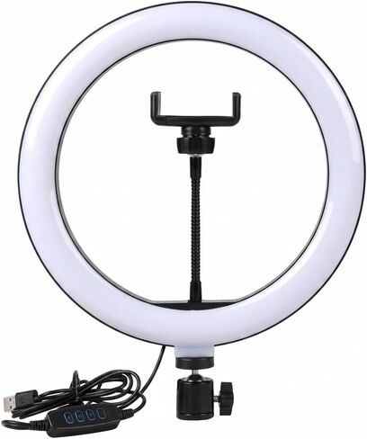 ضوء حلقة LED لتسجيل الفيديو والبث - ضوء حلقة هاتف احترافي مع حامل قابل للتعديل وحامل هاتف لسطح المكتب، ومعدات البودكاست، وتيك توك، ويوتيوب، وإضاءة مكتب المنزل in Kuwait