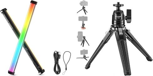 NEEWER Basics SL50 عصا إضاءة RGB مغناطيسية 21 بوصة مع CRI95 قابلة للتعتيم 14 وات LED 51 وضع RGB بطارية 4000 مللي أمبير في الساعة + حامل ثلاثي القوائم معدني صغير TP29 مع رأس كروي 360 درجة لكاميرا الهاتف المحمول in Kuwait