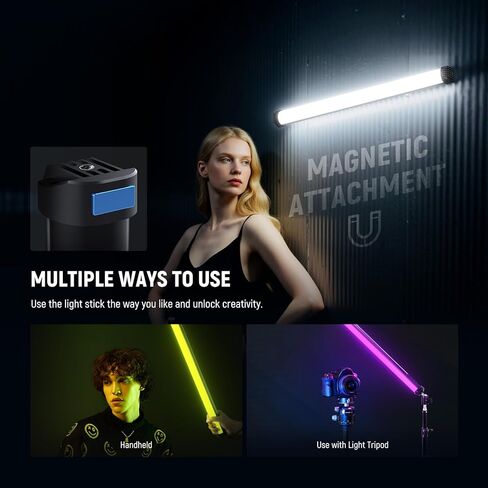 NEEWER Basics SL50 عصا إضاءة RGB مغناطيسية 21 بوصة مع CRI95 قابلة للتعتيم 14 وات LED 51 وضع RGB بطارية 4000 مللي أمبير في الساعة + حامل ثلاثي القوائم معدني صغير TP29 مع رأس كروي 360 درجة لكاميرا الهاتف المحمول in Kuwait