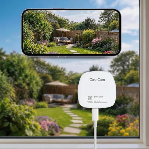 كاميرا مراقبة النافذة CasaCam WindowCam Air 2K داخلية للمنزل، بدون حامل مثقاب، رؤية ليلية بالألوان الكاملة، 2.4 جيجا هرتز و5 جيجا هرتز واي فاي، كشف الإنسان بالذكاء الاصطناعي، بدون اشتراك، تخزين محلي وسحابي، VC160A in Kuwait