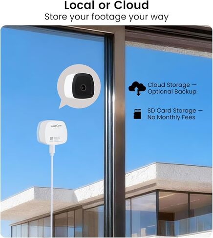 كاميرا مراقبة النافذة CasaCam WindowCam Air 2K داخلية للمنزل، بدون حامل مثقاب، رؤية ليلية بالألوان الكاملة، 2.4 جيجا هرتز و5 جيجا هرتز واي فاي، كشف الإنسان بالذكاء الاصطناعي، بدون اشتراك، تخزين محلي وسحابي، VC160A in Kuwait