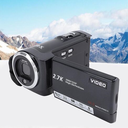 كاميرا فيديو Yosoo Health Gear 2.7K، 56 ميجابكسل، شاشة 2.8 بوصة 270 درجة، تقريب رقمي 16X، مع ضوء LED، للبث المباشر والسفر in Kuwait