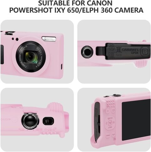 حافظة من السيليكون لكاميرات Canon PowerShot IXY 650/ELPH 360، حافظة كاميرا من السيليكون الناعم، حافظة واقية محمولة مقاومة للخدش لجسم الكاميرا. امنح سلسلة كريستال (وردي) in Kuwait