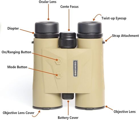 Rangefinder Binoculars for Hunting, 1968 Yards Laser Rangefinder, 10x42 HD Optics, Fast 0.15s IP65 Waterproof ±0.5m for Golf, Bird Watching, Outdoor, Khaki in Saudi Arabia