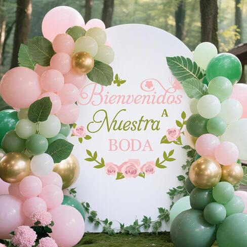 ملصق حائط إسباني مرحبًا بكم في حفل زفافنا Bienvenidos A Nuestra Boda Balloon Arch لمستلزمات حفلات الزفاف in Kuwait