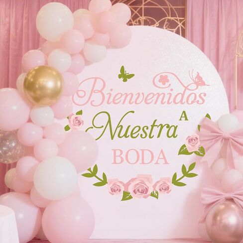 ملصق حائط إسباني مرحبًا بكم في حفل زفافنا Bienvenidos A Nuestra Boda Balloon Arch لمستلزمات حفلات الزفاف in Kuwait