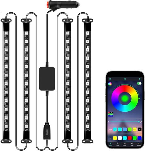 ليف تي مصابيح داخلية LED ذكية بالفضاء اللوني ار جي بي، تصميم خطين مع منفذ USB، تحكم في التطبيق، وضع الموسيقى ووضع الحرف اليدوية، اكسسوارات السيارات هدايا للنساء والرجال in Saudi Arabia