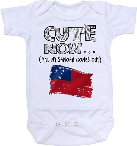 Cute Now... 'Til My Samoan Comes Out Infant Baby Flag Short Sleeve Bodysuit Shirt in Saudi Arabia
