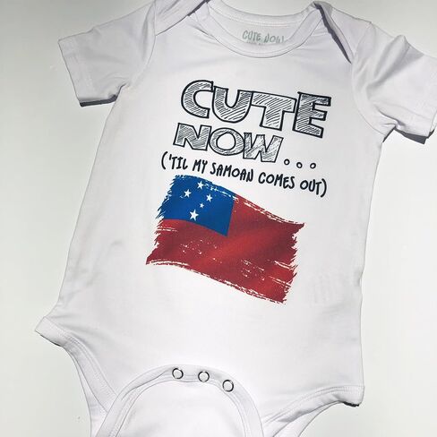 Cute Now... 'Til My Samoan Comes Out Infant Baby Flag Short Sleeve Bodysuit Shirt in Saudi Arabia
