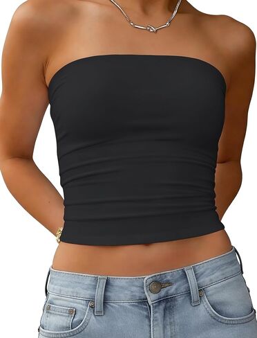 Womens Tube Tops Summer Backless Crop Cute Y2K Strapless Basic Bandeau 2026 Trendy Going Out Outfits in Saudi Arabia