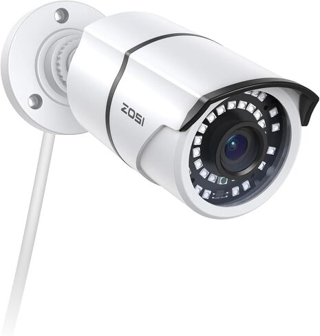 كاميرا ZOSI 5MP POE Security IP، كاميرا رصاصة مقاومة للماء 3K مع رؤية ليلية 120 قدمًا للأماكن الخارجية في الأماكن المغلقة، نظام مراقبة PoE NVR يعمل فقط (الطراز: ZR08HN/16HK/16HB) in Kuwait