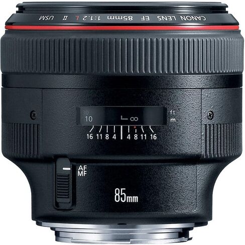 مجموعة عدسات Canon EF 85mm f/1.2L II USM | صورة شخصية احترافية من سلسلة L مع فتحة f/1.2 فائقة السرعة وتركيز تلقائي USM من النوع الدائري | لصور الزفاف والصور في الإضاءة المنخفضة (1056B002) + مجموعة الفلاتر + المزيد in Kuwait