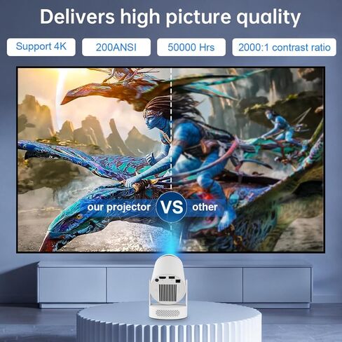 【Built-in Apps】Mini Projector with Wifi and Bluetooth, Support 4K, Portable Projector, 5W Sound Base Speaker, 200 ANSI, Android, Auto Vertical Keystone 210° Rotatable Proyector in Saudi Arabia