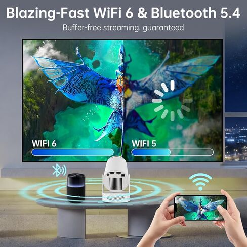 【Built-in Apps】Mini Projector with Wifi and Bluetooth, Support 4K, Portable Projector, 5W Sound Base Speaker, 200 ANSI, Android, Auto Vertical Keystone 210° Rotatable Proyector in Saudi Arabia