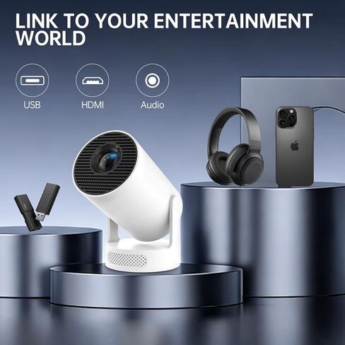 【Built-in Apps】Mini Projector with Wifi and Bluetooth, Support 4K, Portable Projector, 5W Sound Base Speaker, 200 ANSI, Android, Auto Vertical Keystone 210° Rotatable Proyector in Saudi Arabia