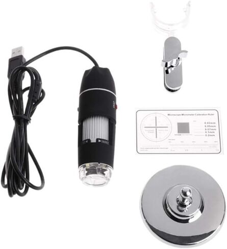 مجهر رقمي 1600X USB كاميرا منظار محمولة مع 8 مصابيح LED قابلة للتعديل - مكبر محمول خفيف الوزن لأجهزة Android وiOS ومثالي للإلكترونيات والمجوهرات in Kuwait