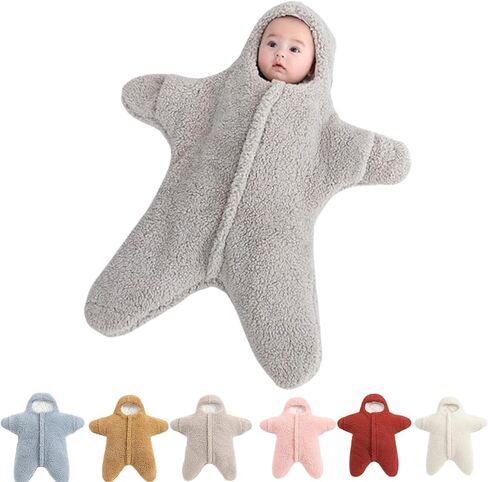 Zureto Baby Starfish Onesie - كيس نوم مصنوع من الصوف السميك يمكن ارتداؤه لحديثي الولادة in Kuwait