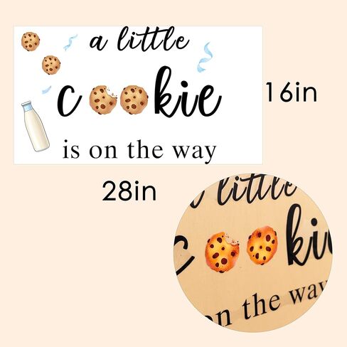 ملصق حائط A Little Cookie is on The Way - ملصقات لتزيين حفلات استقبال الأطفال على شكل كوكي، ملصق لمستلزمات الحفلات يكشف عن الجنس، ملصق على شكل قوس الحليب والكوكيز لتزيين الحائط بخلفية قوس البالون (بني) in Kuwait
