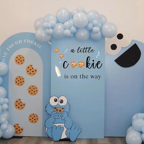 ملصق حائط A Little Cookie is on The Way - ملصقات لتزيين حفلات استقبال الأطفال على شكل كوكي، ملصق لمستلزمات الحفلات يكشف عن الجنس، ملصق على شكل قوس الحليب والكوكيز لتزيين الحائط بخلفية قوس البالون (بني) in Kuwait
