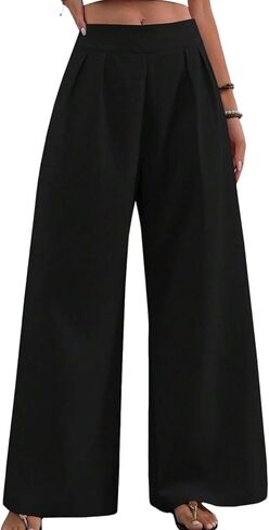 Elegant Palazzo Pants for Women with Hidden Zipper High Waisted Wide Leg Trousers Formal Evening Business Pants in Saudi Arabia