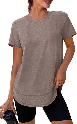 Womens Workout Tops Short Sleeve Shirts with Sun Protection Trendy Spring Summer Outfits S-3XL in Saudi Arabia