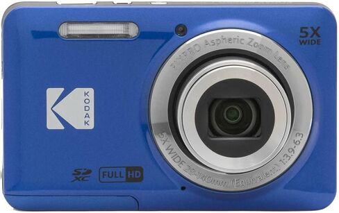 كاميرا رقمية KODAK PIXPRO Friendly Zoom FZ55-BL بدقة 16 ميجابكسل مع تكبير بصري 5X وزاوية واسعة 28 مم وشاشة LCD 2.7 بوصة (زرقاء) مع حافظة واقية وبطاقة ذاكرة 32 جيجابايت (3 عناصر) in Kuwait