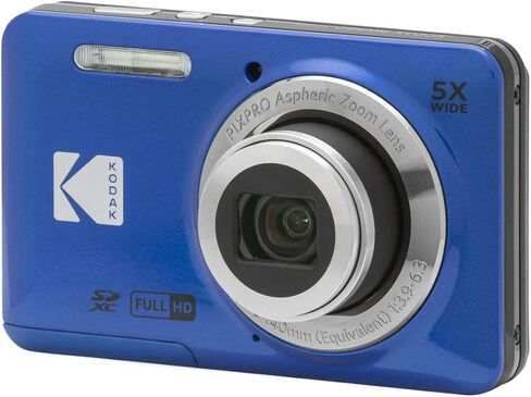 كاميرا رقمية KODAK PIXPRO Friendly Zoom FZ55-BL بدقة 16 ميجابكسل مع تكبير بصري 5X وزاوية واسعة 28 مم وشاشة LCD 2.7 بوصة (زرقاء) مع حافظة واقية وبطاقة ذاكرة 32 جيجابايت (3 عناصر) in Kuwait