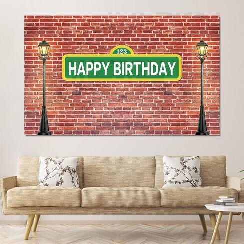 7x5ft عيد ميلاد سعيد شارع علامة خلفية، 123 علامة خضراء جدار من الطوب ومصباح المشاركات راية الحزب، المدينة الحضرية موضوع عيد ميلاد حزب صور كشك خلفية الديكور للأطفال والكبار in Kuwait