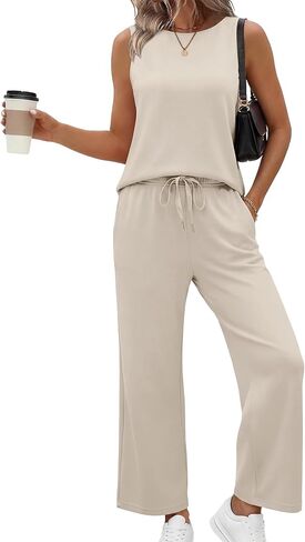 SAMPEEL Two Piece Sets for Women Summer Outfits Beach Vacation Clothes Wide Leg Crop Pants in Saudi Arabia