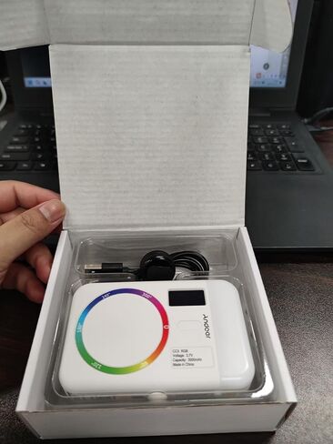 Tyenaza Andoer CC5 RGB ضوء فيديو مزدوج الجوانب للتصوير الفوتوغرافي 2500K 9000K كاميرا هاتف قابلة للتعتيم ملء ضوء 26 تأثيرات مشهد مدمجة في البطارية مع محول حذاء بارد in Kuwait