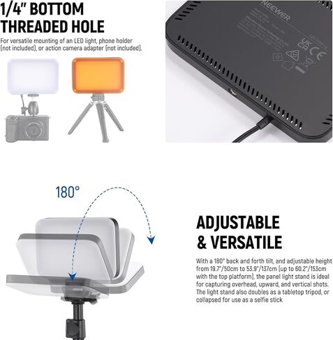 NEEWER Basics BP66 طقم إضاءة لوحة إضاءة LED مكون من قطعتين + نظام ميكروفون لاسلكي KM20 لهواتف iPhone Android والكمبيوتر اللوحي، أبيض in Kuwait