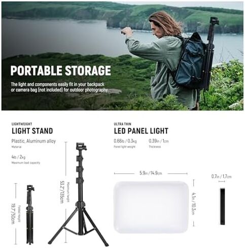 NEEWER Basics BP66 طقم إضاءة لوحة إضاءة LED مكون من قطعتين + نظام ميكروفون لاسلكي KM20 لهواتف iPhone Android والكمبيوتر اللوحي، أبيض in Kuwait
