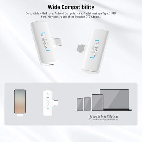NEEWER Basics BP66 طقم إضاءة لوحة إضاءة LED مكون من قطعتين + نظام ميكروفون لاسلكي KM20 لهواتف iPhone Android والكمبيوتر اللوحي، أبيض in Kuwait