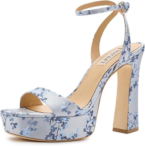 صندل Caia ذو نعل سميك من Badgley Mischka، زهور زرقاء، 6.5 in Kuwait