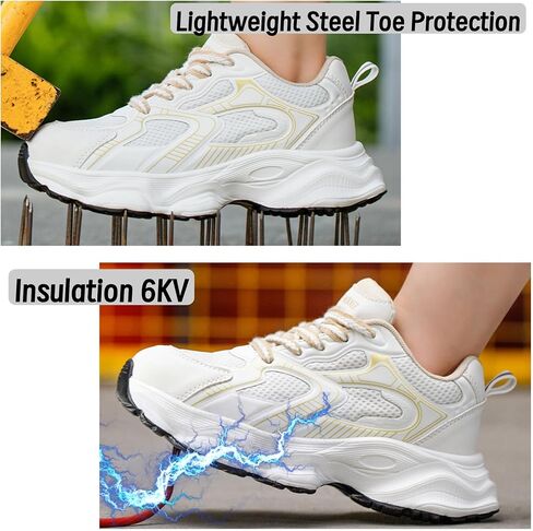 Women's Lightweight Plastic Steel Toe Safety Shoes Puncture Proof Lace-Up Sneakers in Saudi Arabia