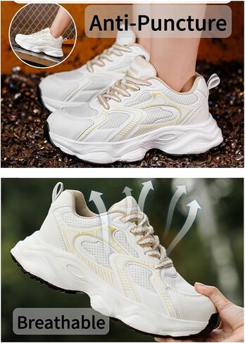 Women's Lightweight Plastic Steel Toe Safety Shoes Puncture Proof Lace-Up Sneakers in Saudi Arabia