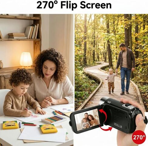 1080P Camcorder for Graduation, 1080P Video Camera with 16X Digital Zoom, Portable Recorder for Milestones, Black in Saudi Arabia