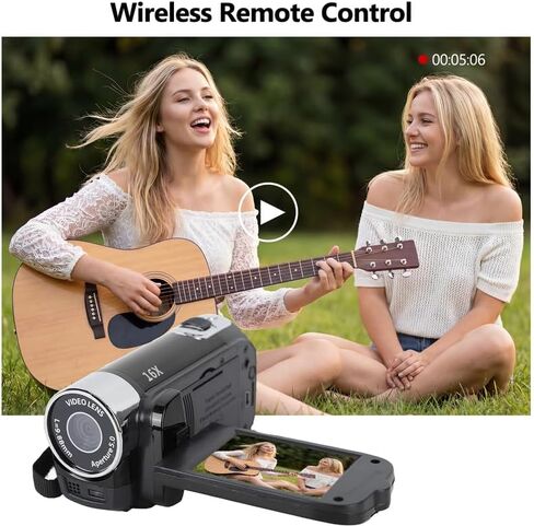 1080P Camcorder for Graduation, 1080P Video Camera with 16X Digital Zoom, Portable Recorder for Milestones, Black in Saudi Arabia