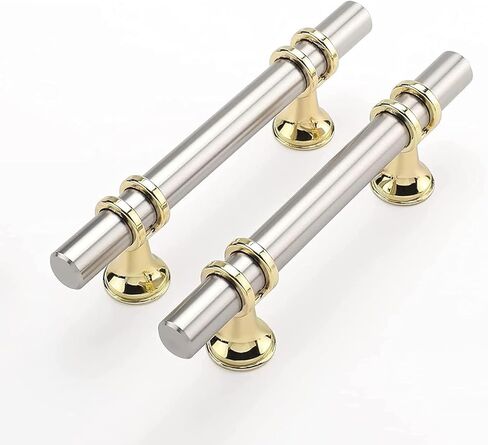 Haliwu 10 Pack Brushed Nickel Cabinet Pulls, Barrel Cabinet Handles Gold Kitchen Hardware Pulls, 3 inch Hole to Hole Center in Kuwait