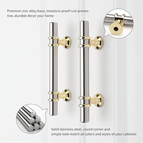 Haliwu 10 Pack Brushed Nickel Cabinet Pulls, Barrel Cabinet Handles Gold Kitchen Hardware Pulls, 3 inch Hole to Hole Center in Kuwait