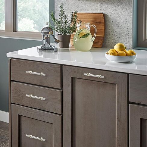 Haliwu 10 Pack Brushed Nickel Cabinet Pulls, Barrel Cabinet Handles Gold Kitchen Hardware Pulls, 3 inch Hole to Hole Center in Kuwait