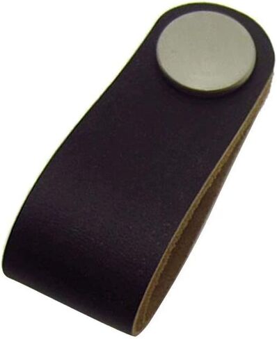 Leather Drawer Pulls,Cabinet Handle, 2PCS Genuine Leather and Metal Hardware Drawer Dresser Handle, (Color : Bruin, Size : Single Hole) (Color : Black, Size : Hole Distance:96mm) ( Color : Black , Siz in Kuwait