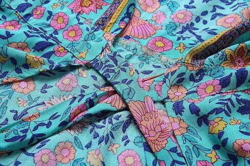 ZESICA Women's 2023 Bohemian Floral Printed Wrap V Neck Short Sleeve Split Beach Party Maxi Dress in Saudi Arabia