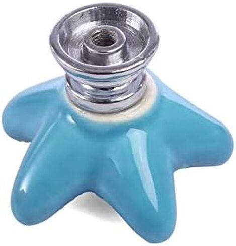 Starfish Ceramic Drawer Pulls Handles for Nursery Dresser Cupboard Wardrobe Cabinet Kitchen Beach Ocean Theme Knobs Pack of 6 (Blue) in Saudi Arabia