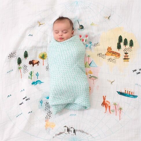 COTTE MINI Baby Gift Set, Book and Swaddle Set, Gender Neutral Baby Gift Set, Gift Set for Travelers, Animal Lovers Gift Set in Kuwait